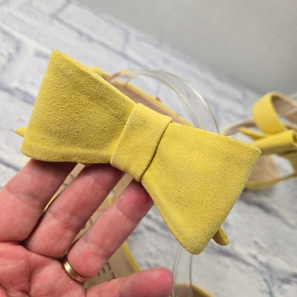 Sole Society Butter Yellow Pollie Flats Ankle Strap with Bow size 8.5M Kid Suede - Picture 5 of 16